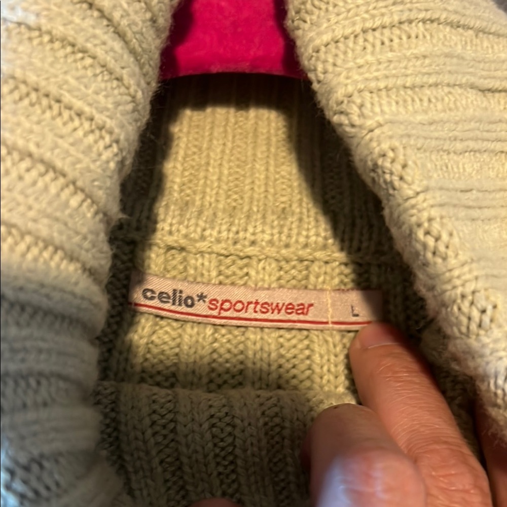 Tan Cowl Neck Sweater with Ribbed Texture - Picture 5 of 7